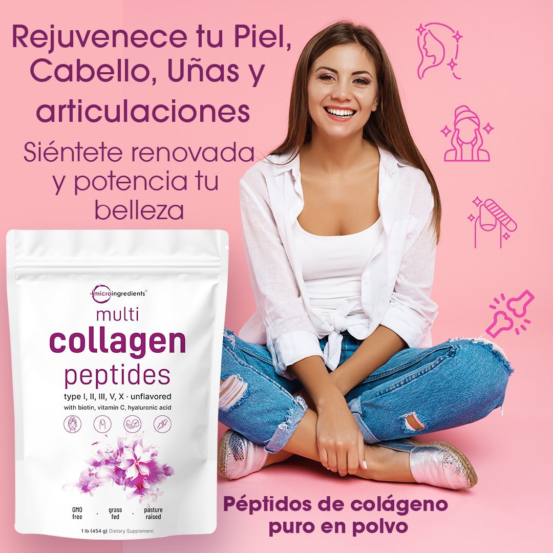 COLÁGENO Multi Collagen Peptides . Mejora tu piel, cabello, uñas y articulaciones 1- Libra