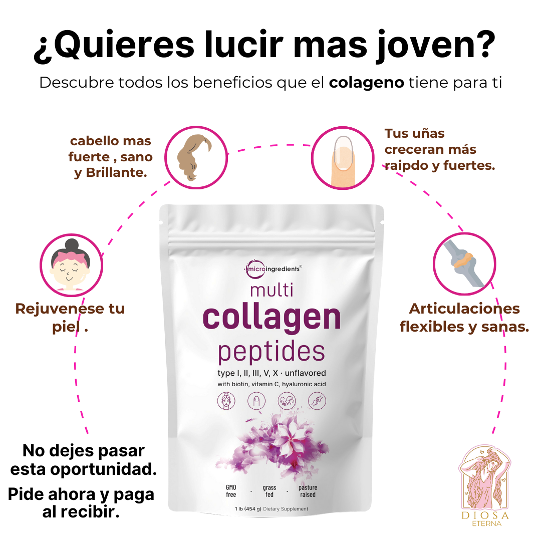 COLÁGENO Multi Collagen Peptides . Mejora tu piel, cabello, uñas y articulaciones 1- Libra