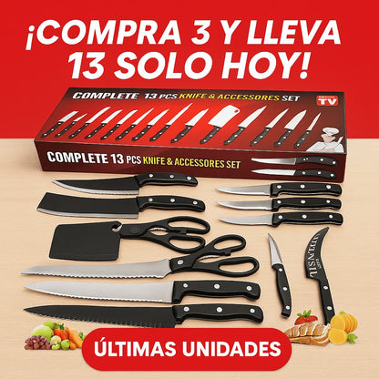 Kit de Cuchillos Premium Knife® – ¡COMPRA 3 Y LLEVA 13 SOLO HOY! ✨🔪